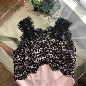 Pink & Black Lace-Top Dress